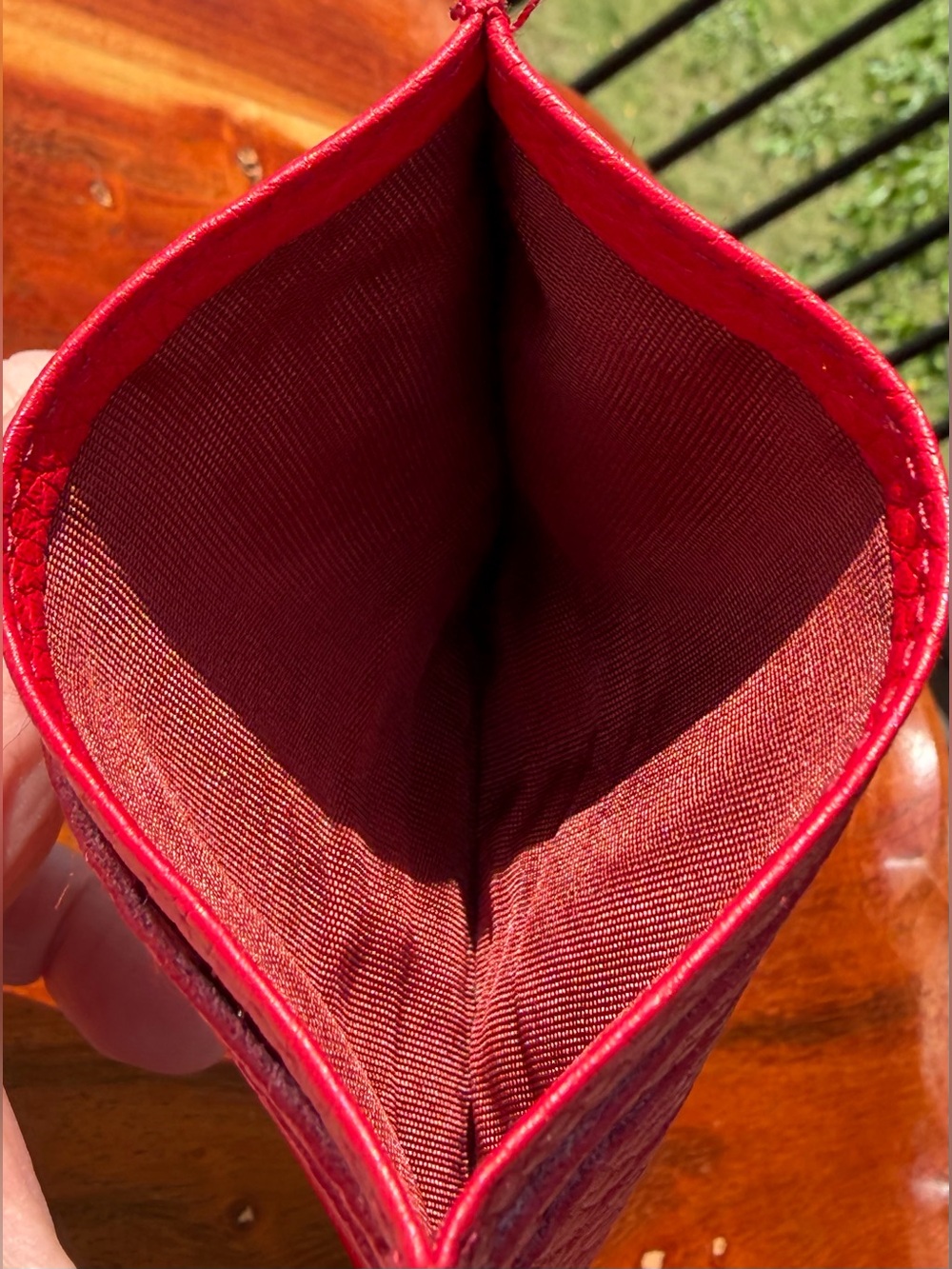 Italian Red Leather Card Holder Wallet Like New - Picture 3 of 6